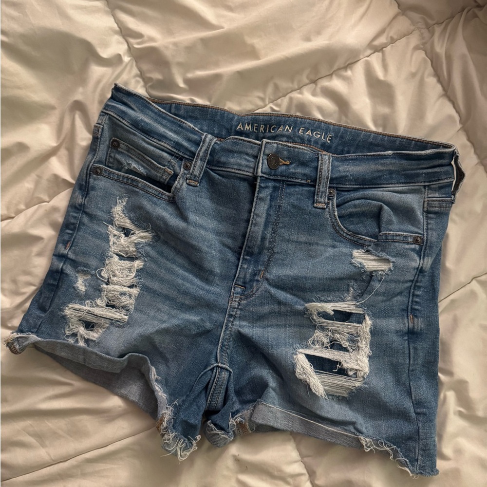 American Eagle Outfitters Distressed Light Blue Denim Jean Shorts
